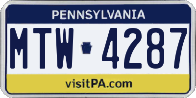 PA license plate MTW4287
