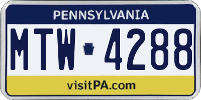 PA license plate MTW4288