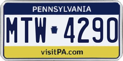 PA license plate MTW4290