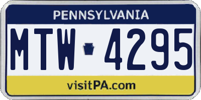 PA license plate MTW4295