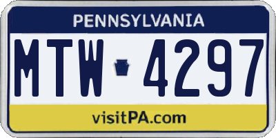 PA license plate MTW4297