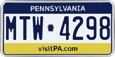 PA license plate MTW4298