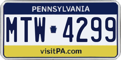 PA license plate MTW4299