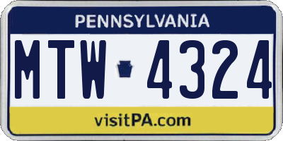 PA license plate MTW4324