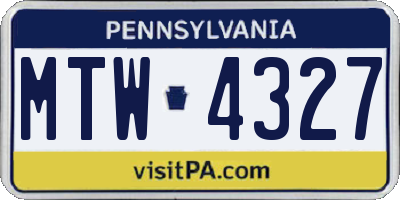 PA license plate MTW4327