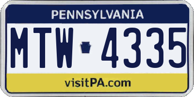 PA license plate MTW4335