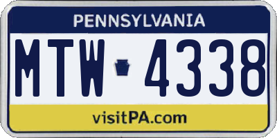 PA license plate MTW4338