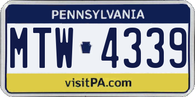 PA license plate MTW4339