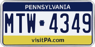 PA license plate MTW4349