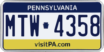 PA license plate MTW4358
