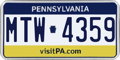 PA license plate MTW4359