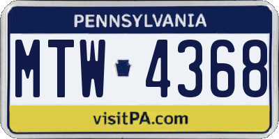 PA license plate MTW4368