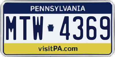 PA license plate MTW4369