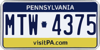 PA license plate MTW4375