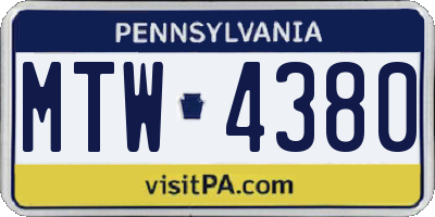 PA license plate MTW4380
