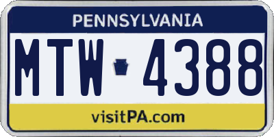 PA license plate MTW4388