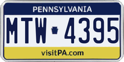 PA license plate MTW4395