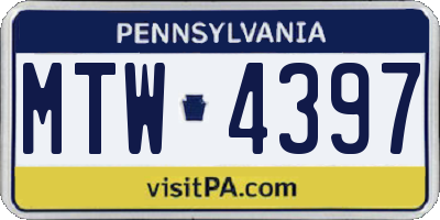 PA license plate MTW4397