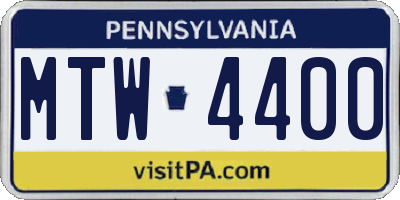 PA license plate MTW4400