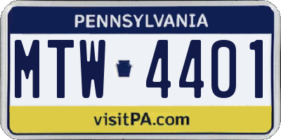 PA license plate MTW4401