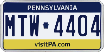 PA license plate MTW4404