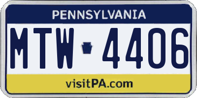 PA license plate MTW4406
