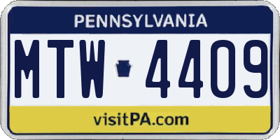 PA license plate MTW4409