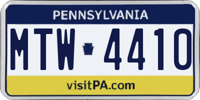 PA license plate MTW4410