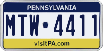 PA license plate MTW4411