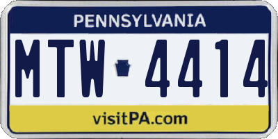 PA license plate MTW4414