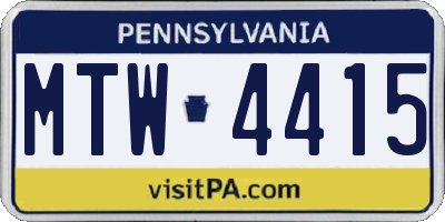 PA license plate MTW4415