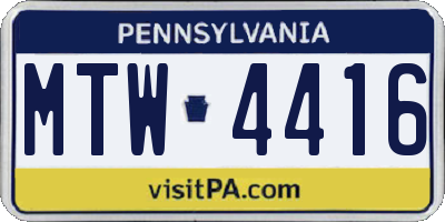PA license plate MTW4416