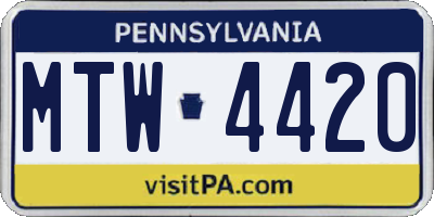 PA license plate MTW4420