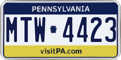 PA license plate MTW4423