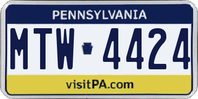 PA license plate MTW4424