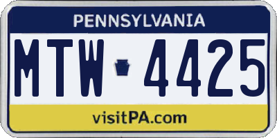 PA license plate MTW4425