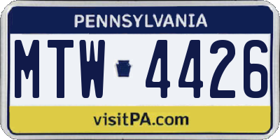 PA license plate MTW4426