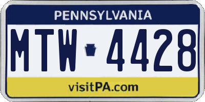 PA license plate MTW4428