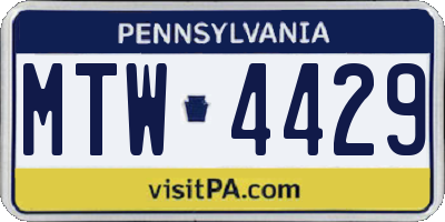 PA license plate MTW4429