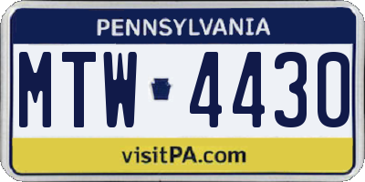 PA license plate MTW4430