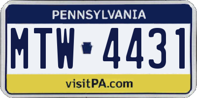 PA license plate MTW4431