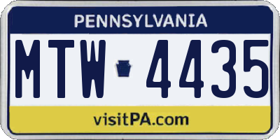 PA license plate MTW4435
