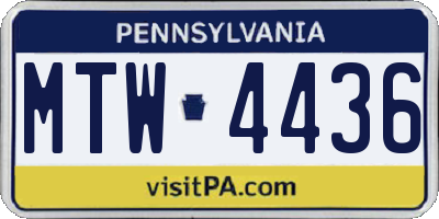 PA license plate MTW4436