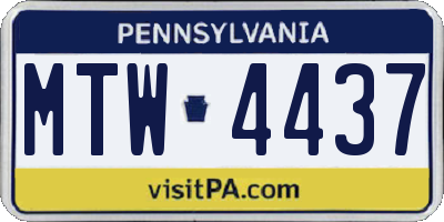PA license plate MTW4437
