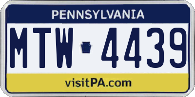 PA license plate MTW4439