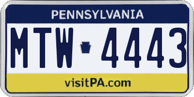 PA license plate MTW4443