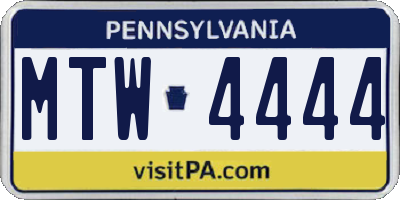 PA license plate MTW4444