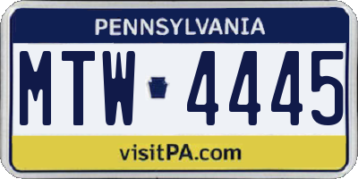 PA license plate MTW4445