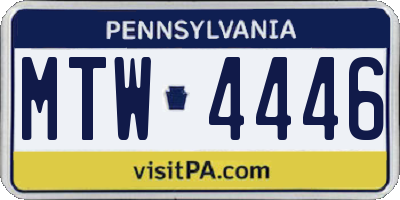 PA license plate MTW4446