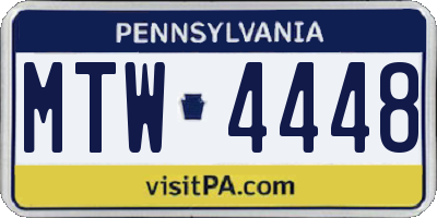 PA license plate MTW4448